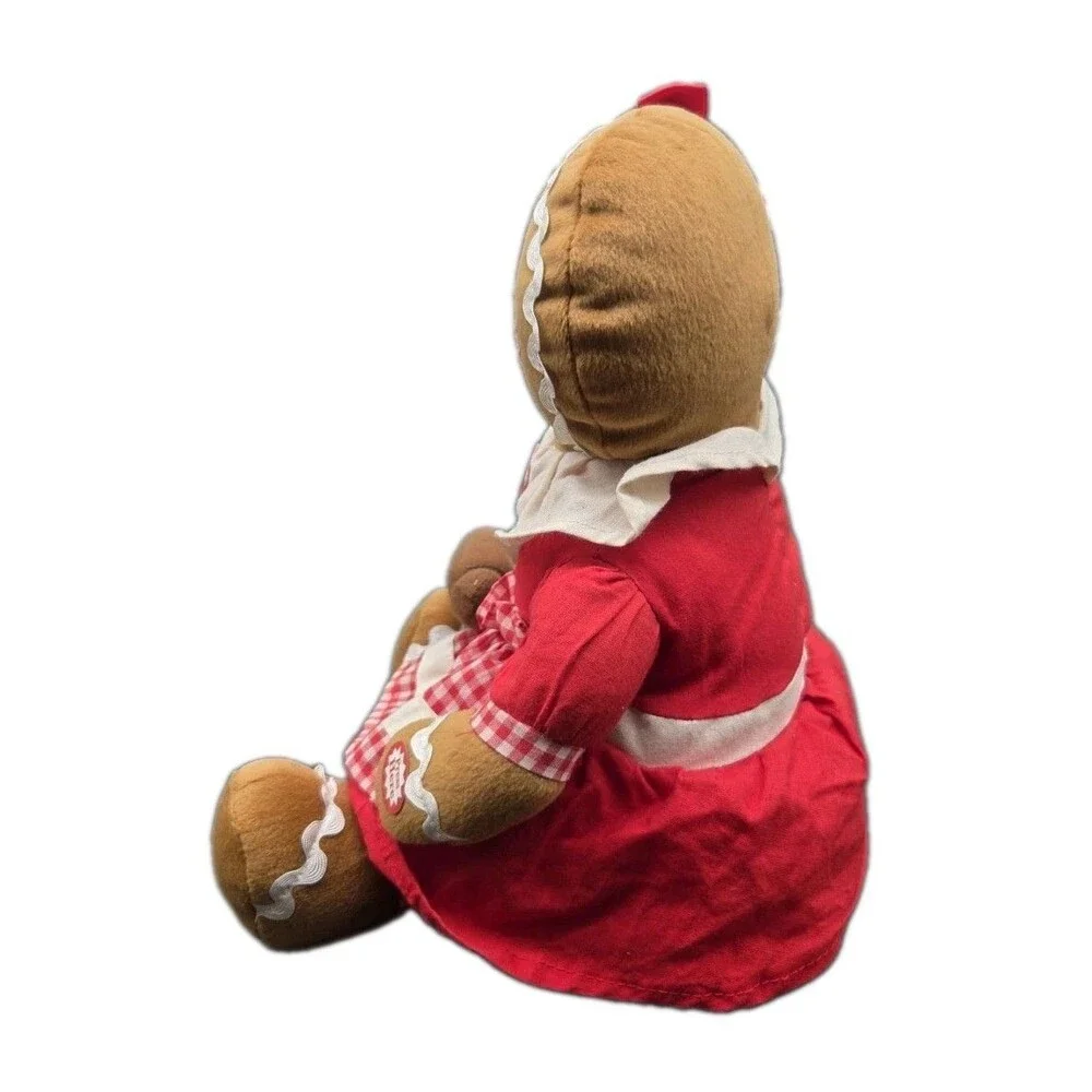 Musical Plush Gingerbread Girl Holiday Decoration Sings We Wish You A Merry